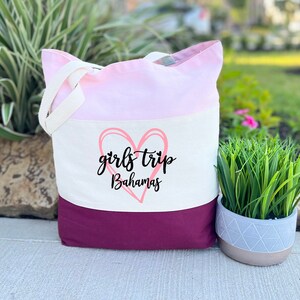 Custom Girls Trip Tote Bag, Personalized Girls Trip Gift, Travel Beach Gift, Vacation Tote Bag, Bachelorette Party Gift, Valentines Day Gift