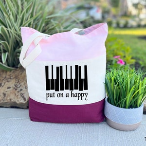 Personalized Music Tote Bag, Music Lover Gift, Musician Gift, Piano Tote Bag, Music Teacher Gift, Music Birthday Gift, Valentines Music Gift