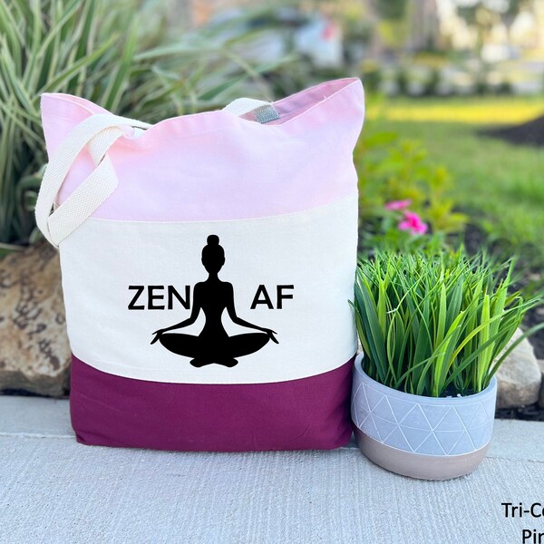 Zen AF Yoga Tote Bag, Gift for Yogi, Yoga Lover Bag, Meditation Bag, Namaste Bag, Trendy Yoga Gift, Funny Yoga Gift, Mindfulness Gifts