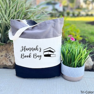 Personalized Book Tote Bag, Kids Book Tote Bag, Book Lover Gift, School Bag, Library Bag, Custom Name Book Bag, Valentine Gift,Gift for Kids