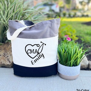 Personalized CMA Tote Bag, Nurse Tote Bag, Custom CMA Bag, Nurse Gift, Nursing School Gift, Nurse Week Gift, Trendy Nurse Bag, CMA Gift Bag