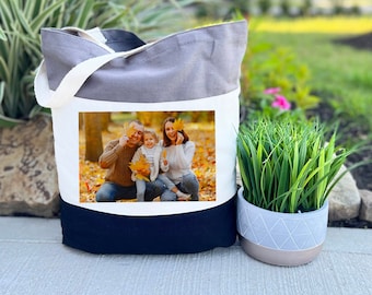 Custom Picture Tote Bag, Photo Tote Bag, Tote Bag With Picture, Image Tote Bag, Gift for Family, Trendy Tote Bag, Personalized Photo Gift