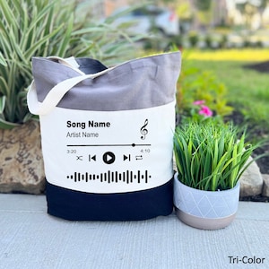 Music Tote Bag, Personalized Music Bag, Custom Song Tote Bag, Song Name Bag, Artist Name Tote Bag, Favorite Song Bag, Gift for Music Lover