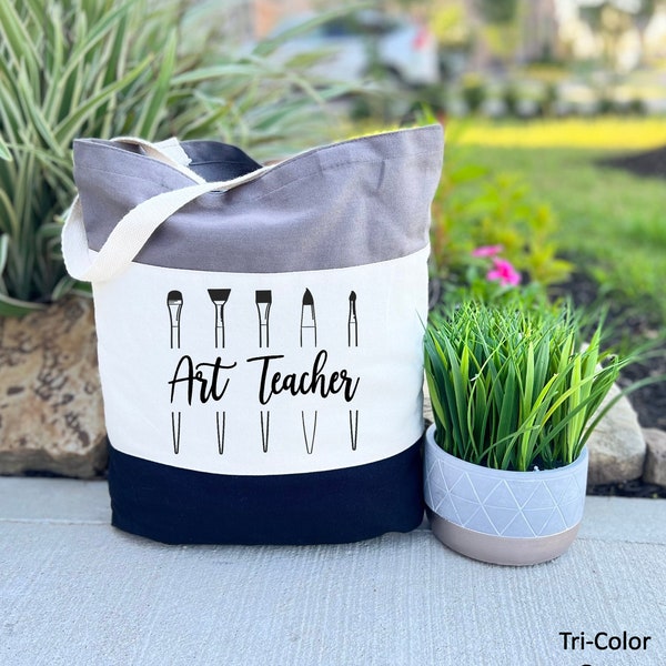 Art Teacher Tote Bag, Teacher Tote Bag, Art Tote Bag, Artistic Gift, Painter Gift, Teacher Gift, Art Lover Gift, Painting Brushes Tote Bag