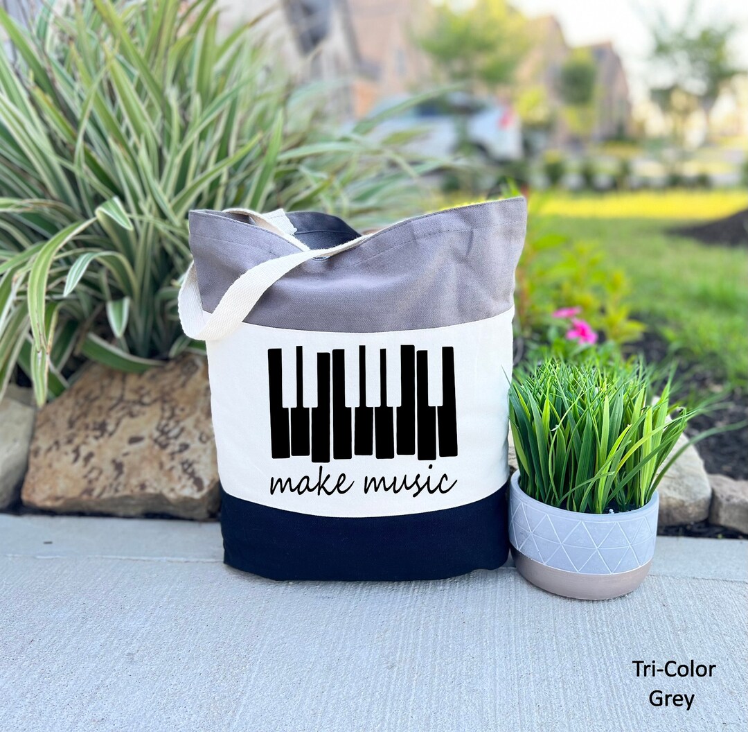 Piano Tote Bag, Musician Gift, Make Music Tote Bag, Piano Lover Gift