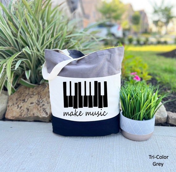 Piano Tote Bag, Musician Gift, Make Music Tote Bag, Piano Lover Gift, Personalized Gift, Pianist Gift, Trendy Tote Bag, Music Teacher Gift