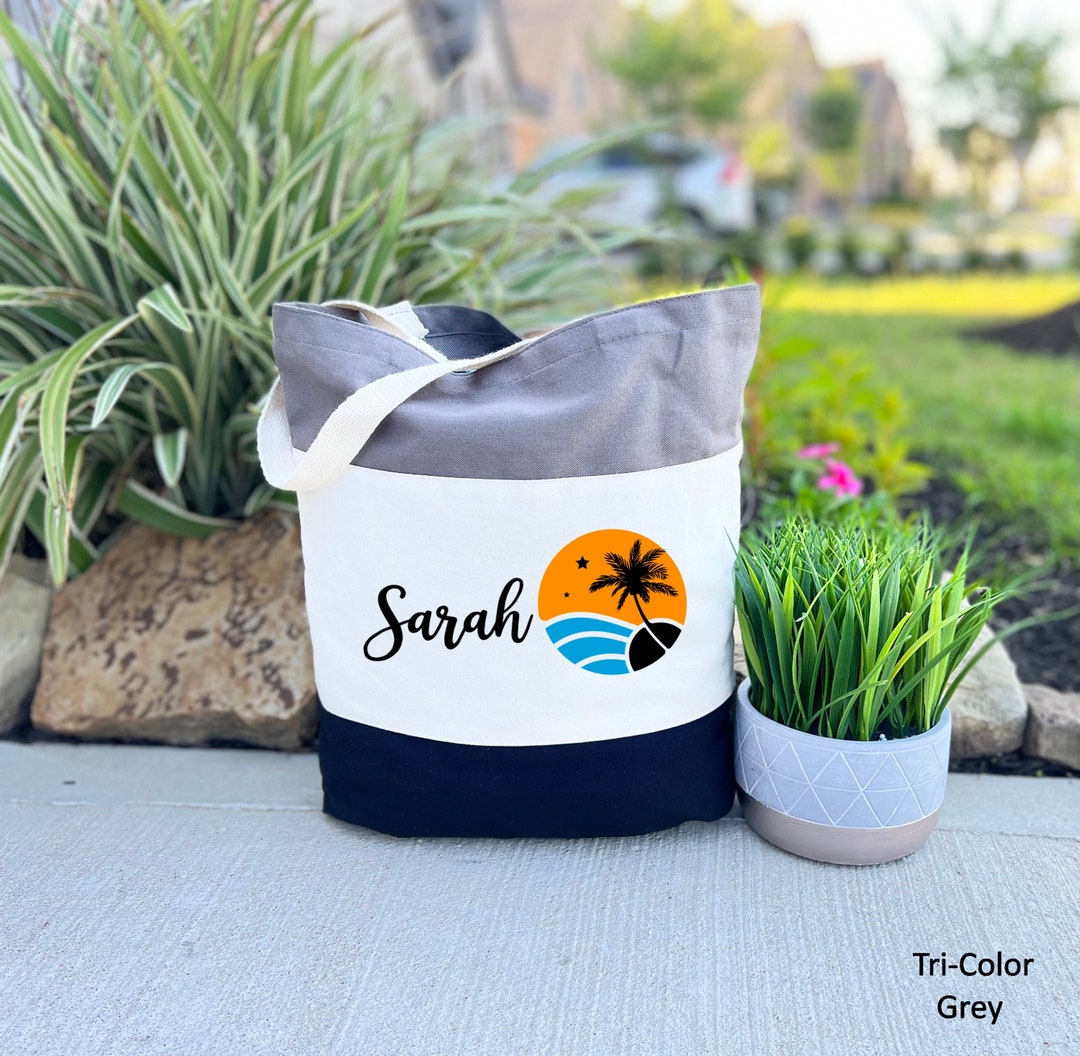 Personalized Beach Bag, Tropical Vacation Bag, Summer Holiday Gift