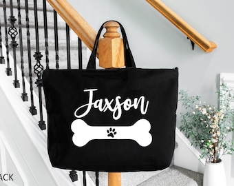 Customized Dog Bag, Dog Lover Gift Bag, Gift for Dog Mom, Dog Bag For Travel, Dog Owner Gift Bag, Custom Pet Name Bag, Dog Paw Print Bag