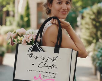 Personalized Breast Cancer Tote Bag, Breast Cancer Support Tote Bag, Custom Cancer Awareness Tote Bag, Cancer Team Bag, Cancer Warrior Gift