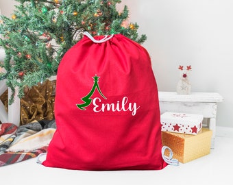 Custom Santa Bag, Christmas Gift Bag, Santa Sacks for Christmas, Christmas Gift Wrap, Christmas Tree Tote, Santa Gift Bag, Custom Name Bag