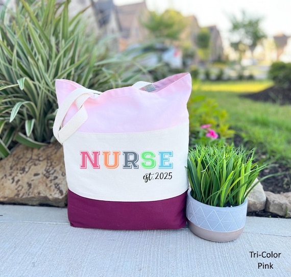 Personalized Nurse Tote Bag, Nurse Est. 2025 Bag, Gift For Nurse, Nurse Graduation Gift, Trendy Nurse Bag, Nurse Week Gift, RN, LPN, CNA Bag