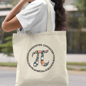 Pi Symbol Tote Bag, Math Equations Bag, Happy Pi Day Tote Bag, Math Teacher Bag, Gift For Math Teacher, Math Lover Bag, Pi Day Book Bag afbeelding 8