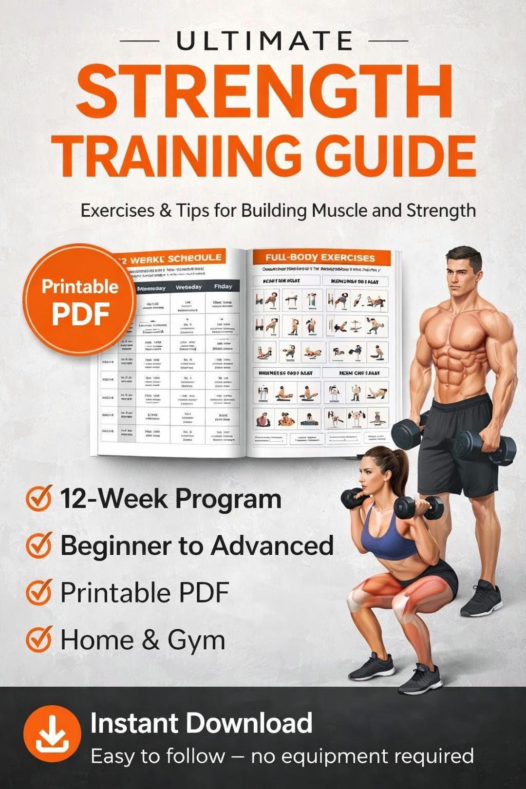 Strength Training Workout Guide | Full Body Gym Exercises PDF | Home ...