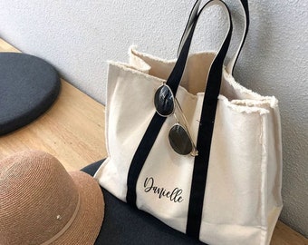 Benutzerdefinierte Tote Bag, bestickte Einkaufstasche für Frauen, personalisierte Brautjungfer Einkaufstasche, benutzerdefinierte Text Tasche, Einkaufstasche aus Segeltuch, Muttertagsgeschenk