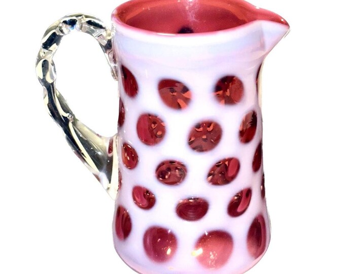 Vintage Fenton Glass Cranberry Opalescent Coin Dot Creamer Pitcher ...