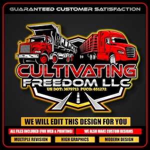 Transport Trucking Semi Truck  Dump Truck Logistics Dispatching Logo With Printable File