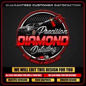 Logotipo de detalhamento automotivo, logotipo de detalhamento automotivo, logotipo de reparo automotivo, logotipo de veículo, logotipo de conserto automotivo, logotipo pré-fabricado de lava-jato