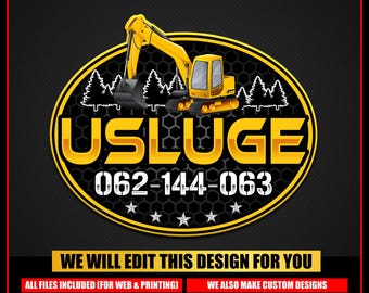 Excavator Heavy Equipment Construction Logo  Earth Digging Logo Skid Steer Logo Bulldozer logo Dump logo