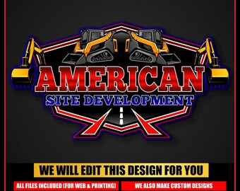 Excavator Heavy Equipment Construction Logo  Earth Digging Logo Skid Steer Logo Bulldozer logo Dump logo