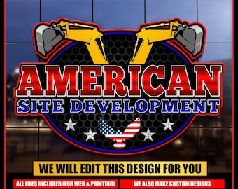 Excavator Heavy Equipment Construction Logo  Earth Digging Logo Skid Steer Logo Bulldozer logo Dump logo