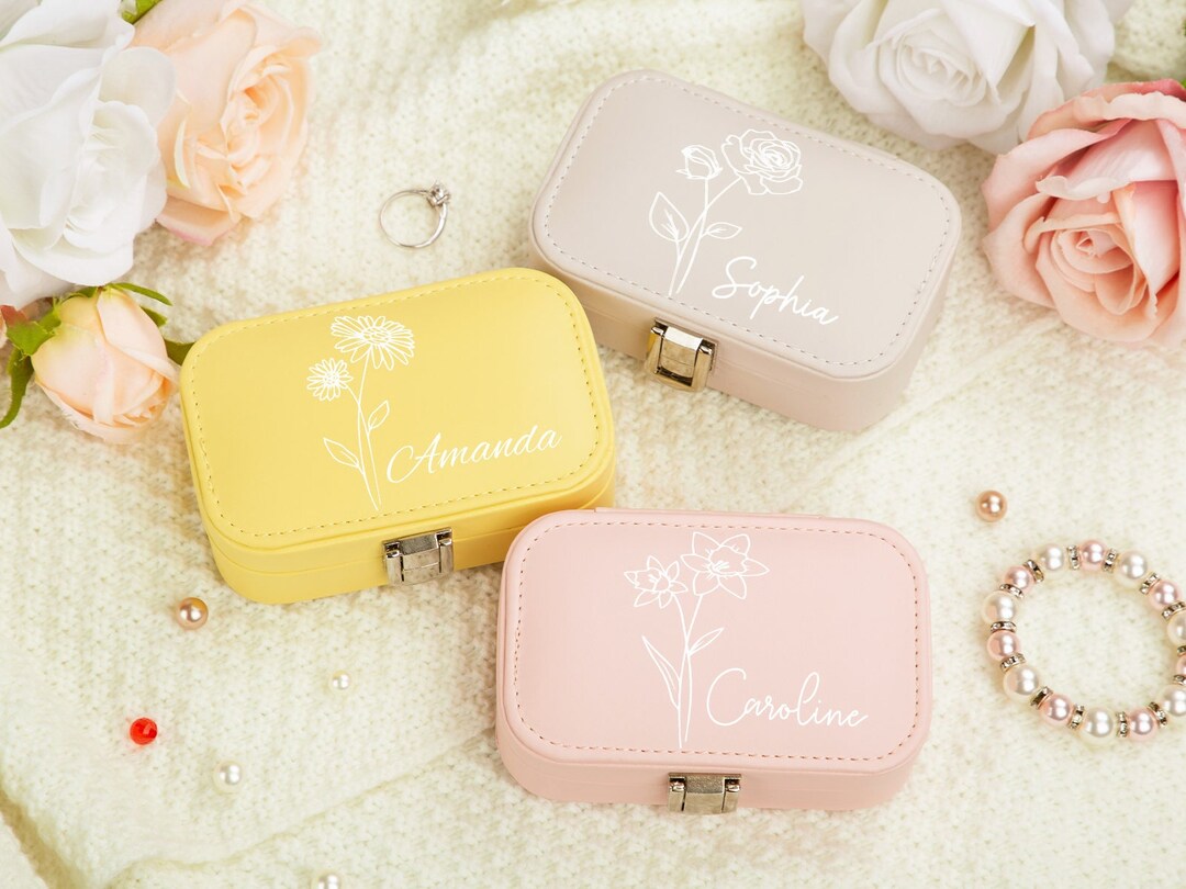 Custom Travel Jewelry Case Personalized Jewelry Box With Birth Etsy