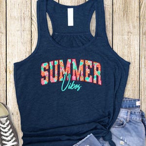 Summer Vibes Racerback Tank Top: Retro Beach Vacation Apparel