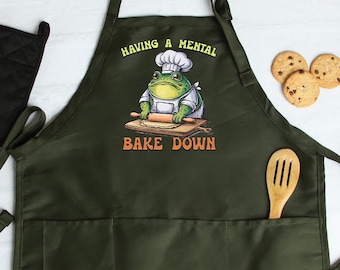 Frog Chef Apron: Funny Baking Gift, Mental Bake Down Apron