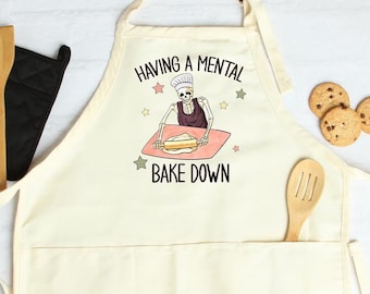 Skeleton Chef Apron: Funny Baking Gift, Mental Bake Down Apron