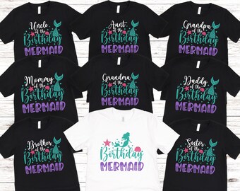 Personalisierte Meerjungfrau Geburtstag Shirts: Passende Familien T-Shirts