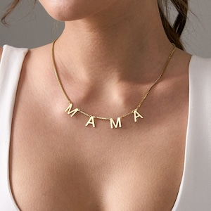 14K Gold Mama Letter Necklace - Mama Necklace for Women - Dainty Mama Necklace Gold - Gift from Daughter - To My Mom Necklace - Gift for Mom