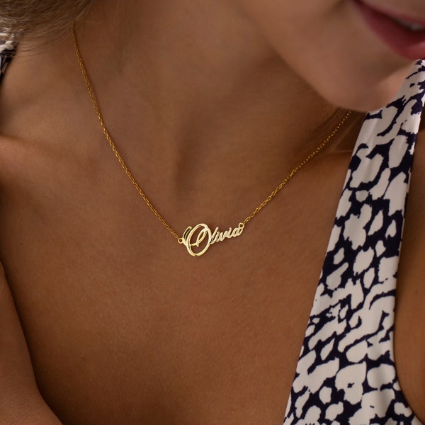 Custom Name Necklace, Gold Name Jewelry, Dainty Name Pendant, Personalized Jewelry, Personalized Gift For Her, Summer Jewelry, Birthday Gift