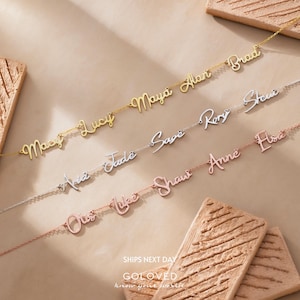 14k Gold Multiple Name Necklace - Dainty Family Name Necklace - Kids Name Necklace - 5 Names Necklace - Christmas Gift for Mom