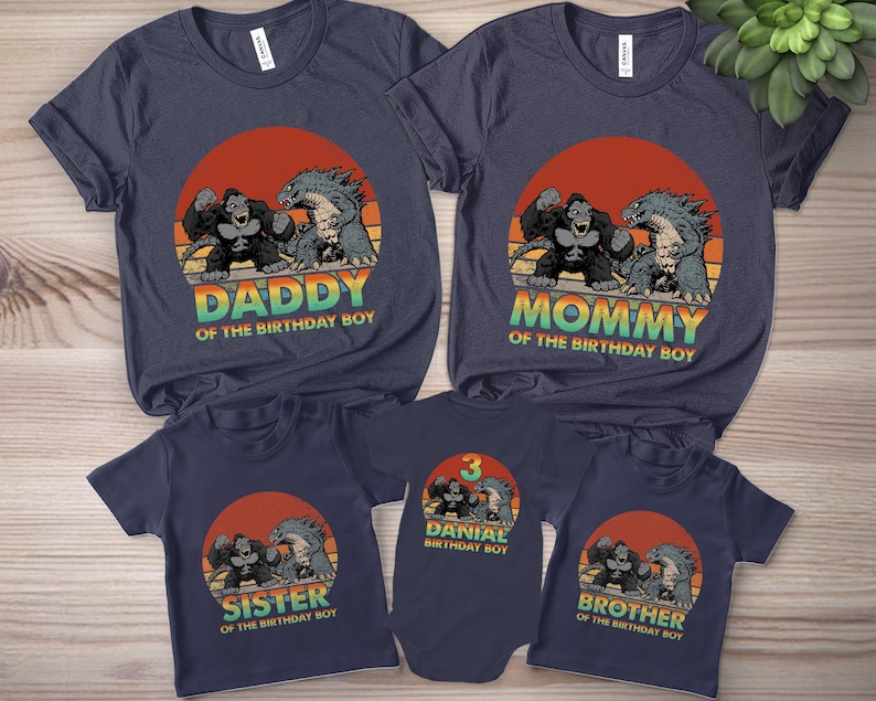 Godzilla and Kong Birthday Shirt Family Godzilla Shirts Etsy