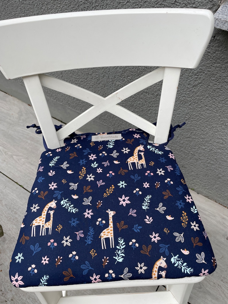 Sitzkissen für Ikea Kinderstuhl Ingolf Giraffe blau Bild 1