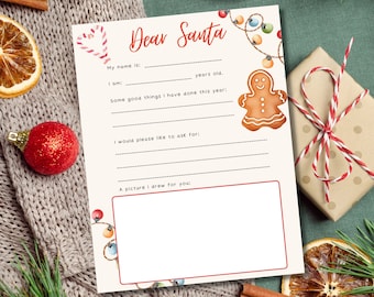 Letter to Santa Printable: Kids Christmas Wish List (PDF)