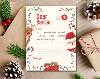 Letter to Santa Printable: Kids Christmas Wish List (PDF)