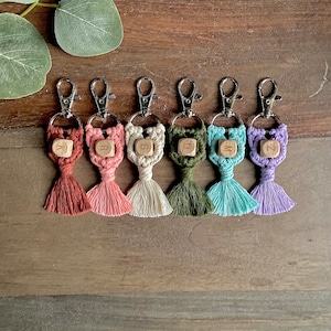 Custom Macrame Initial Keychain, Handmade Personalized Gift