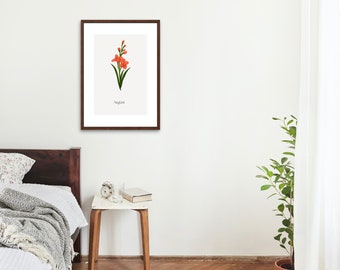 August Birth Flower Print: Gladiolus Wall Art