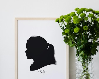 Custom Silhouette Prints, Portrait Keepsake Print