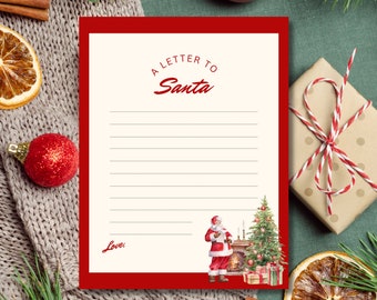Letter to Santa Printable, Kids Christmas Wishlist