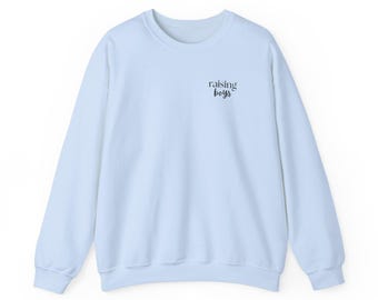 Raising Boys Sweatshirt, Blue Cotton Motherhood Crewneck