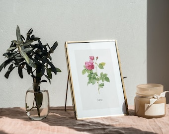Bloemenprint juni geboorte met rozen: muurkunst kinderkamer