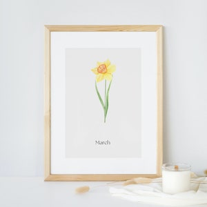 Birth Flower Print, March Birth Flower Print m, Flower Decor, Nursery Wall Art, March Baby gift, New mama gift, March Birthday, Baby Shower