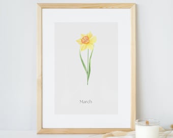 March Birth Flower Print: Daffodil Nursery Decor