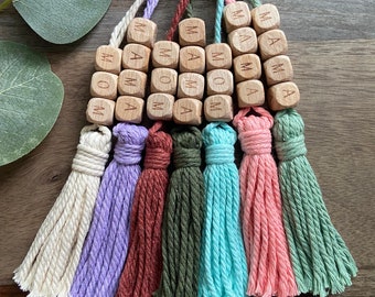 Personalized Mama Macrame Car Charm: Custom Tassel Rearview Mirror Decor