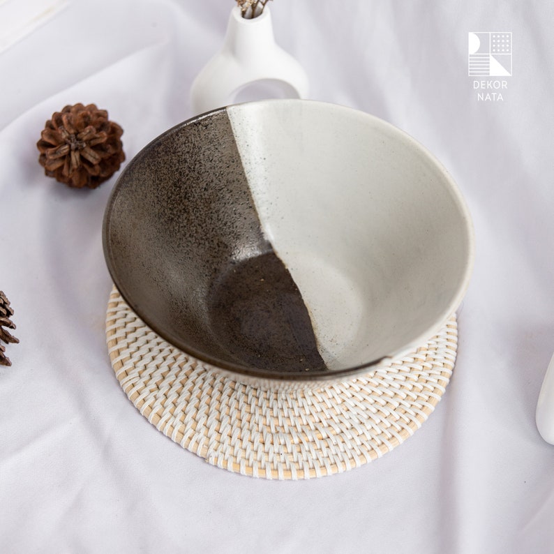 Round White Wash Rattan Placemat, Placemat for Dining Table, Wicker