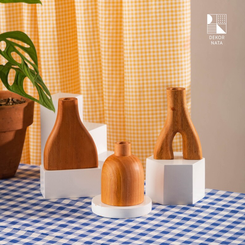 Buy Modern Small Wooden Vases, Decorative Mahogany Wooden Vase, Wooden