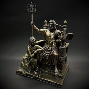 Zeus and Hera Statue | Greek Statue | Figurine Statues and Sculptures I Zeus and Hera Sculpture on The Throne Olympus I Greek Sculpture Gift