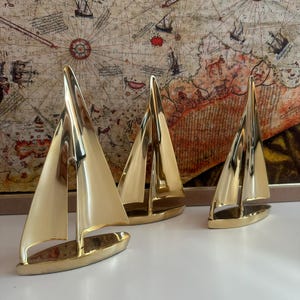Brass Sailboat Decorative Set, Luxury Office Gift Decor