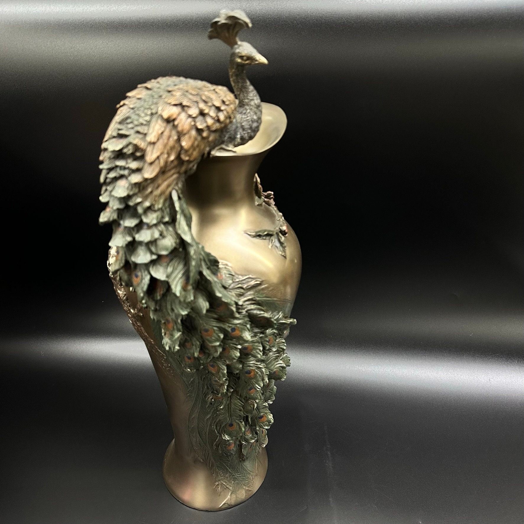 Peacock Vase I Bronze Finish Large Peacock Art Nouveau Vase I ...